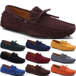 147 Nouvelle Mode Hommes Casual Chaussures En Cuir Style Britannique Printemps Couple Véritable Peas Scrub Men Drive Paresseux Couvre-chaussures Extérieur Confortable Respirant Noir Jaune