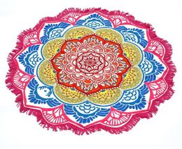 147147cm Cound-serviette de yoga Round Tassel Decorc de la tapisse avec motif de fleurs Nappeur circulaire de plage MAT5415848