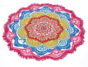 147147cm ronde yoga mat handdoek tapijt Tapeste Tassel decor met bloemen patroon cirkelvormige tafelkleed strand picknickmat6847095