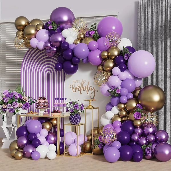 147pcs Purple Arch Set Colorful Latex ballon adapté à l'anniversaire Baby Gift Wedding Party Decoration 231220