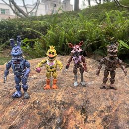 14 cm FNAF Lumineux Bonnie Bear Foxy Chica Joints mobiles Anime Figure PVC Action Figure Figure 240426