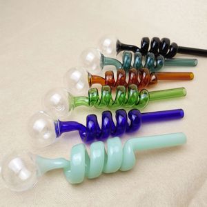 Tubos de vidrio de tubo helicoidal de 14 cm Accesorios para fumar Mini tubos de quemador de aceite de vidrio Tubos de vidrio de quemador de aceite Pyrex de colores para aceite Dab