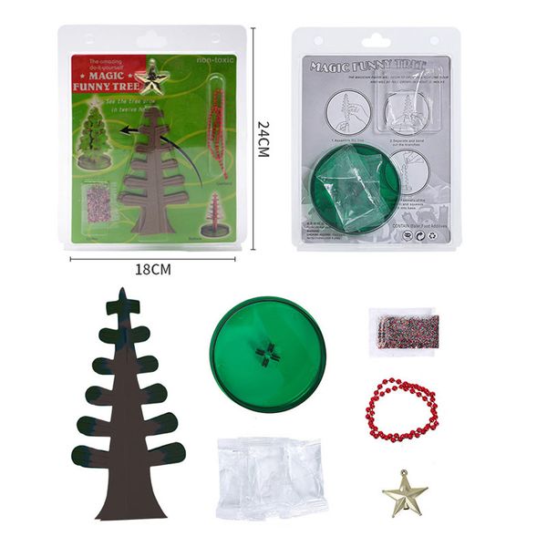 14cm Magia Cultivo de árbol de Navidad Diy División Diversión Cristal de Navidad Cultivo y floreciente para niños Experimento de ciencia de juguetes