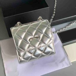 14cm mini rabat pour femmes designer sac à main cc lettrage chrome portefeuille de luxe réglable matelasse