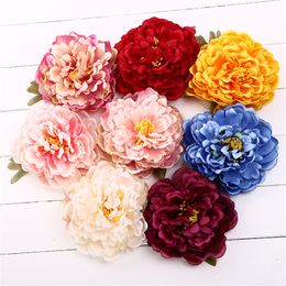 14 cm pivoine fleur tête soie artificielle grandes fleurs pour bohème cheveux accessoires mariage bricolage couronne décorative faux mur floral