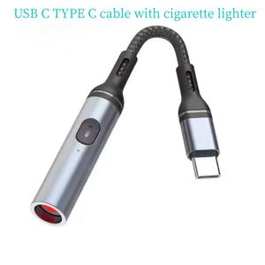 Câble USB C de 14 cm, cordon tressé en nylon avec allume-cigare de type C