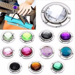 14Color Crystal Metal DIY Opvouwbare Glanzende Handtas Tas Portemonnee Hanger Sticker Vouwen Haak Houder Restaurant Dinning Snellages