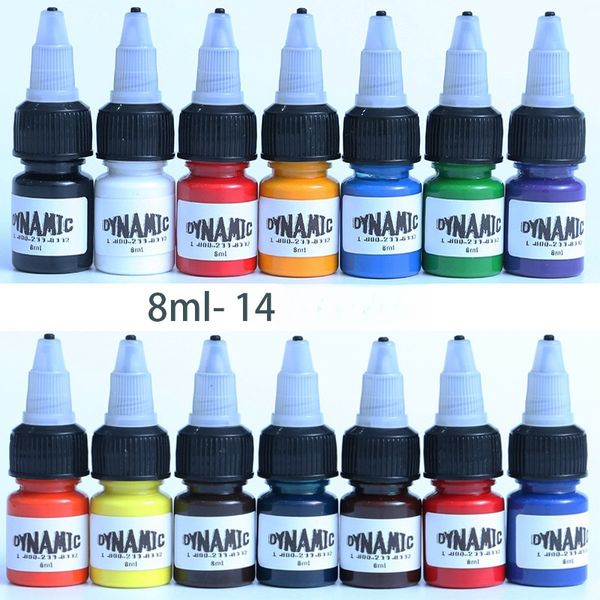 14 colores/juego 8 ml/botella marca profesional kits de tinta de tatuaje para arte corporal planta Natural pigmento de micropigmentación conjunto de Color caliente