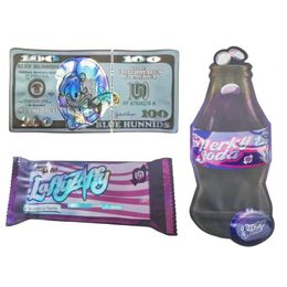 14g 7g oz sac mylar forme irrégulière fermeture éclair découpée bubblegum gelato citron cerise zuper slushie 100 dollars paquet anti-odeur feuille d'aluminium plastique impression personnalisée