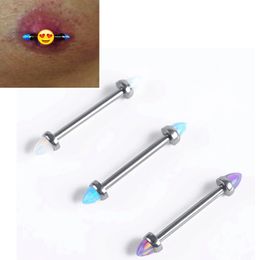 Anneau d'haltère opale à filetage interne de qualité Implant 14G ASTM 36, pour mamelon et piercings industriels, bijoux de corps 240311