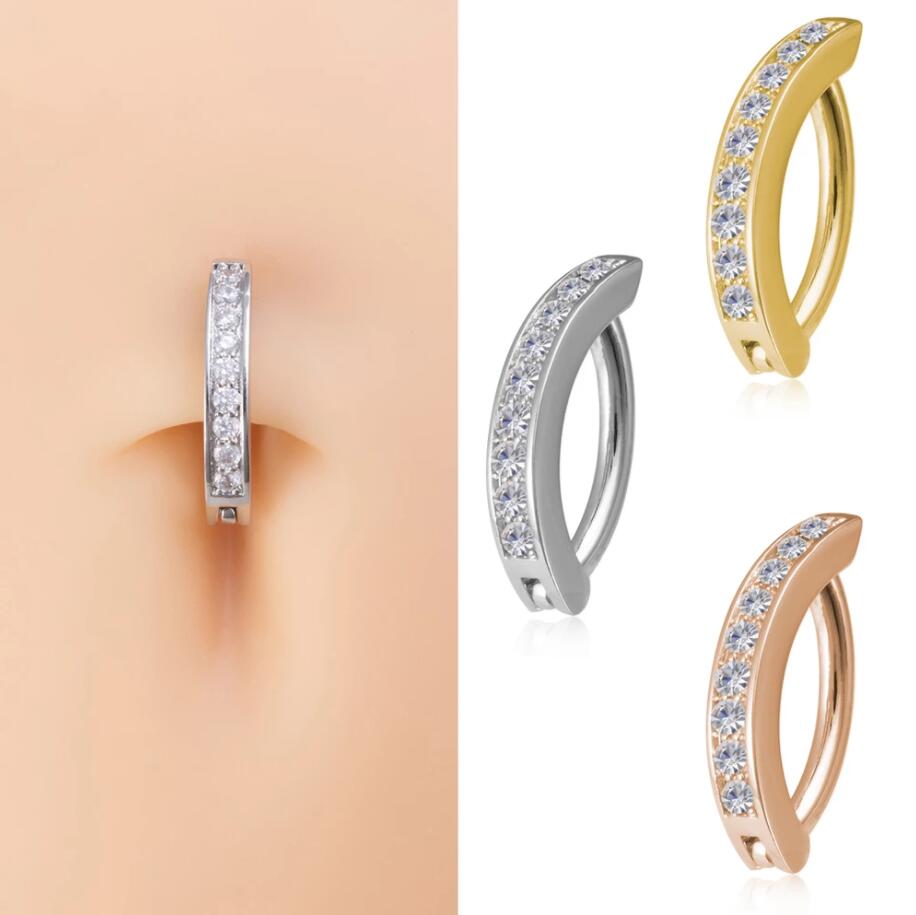 14g de umbigo para umbigo o umbigo nombril piercing aço cirúrgico anéis de orelha Cz jóias de piercing de 10 mm para mulheres