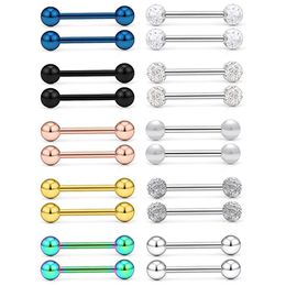 14g tongringen tepel stalen barbell nipplering body piercing sieraden voor vrouwen mannen 12 mm 14 mm 18 mm 18 mm bar leng 240409