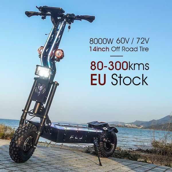 14inch 8000W Scooter électrique 60V / 72V Double moteur Off Road Tire E Scooter écran