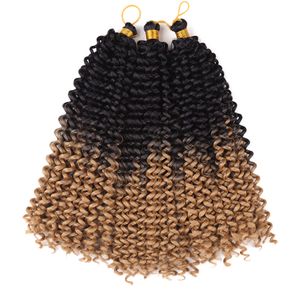 Extensiones de pelo de ganchillo con ondas al agua de pelo rizado de 14 pulgadas Croe pelo trenzado sintético a granel 15 hebras/paquete 100 gchet trenzas Ombr