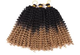 14 pouces cheveux bouclés vague d'eau Crochet Extensions de cheveux Croe synthétique tressage cheveux en vrac 15 brinspack 100gchet tresses Ombr8566356