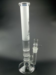 14 pouces eau en verre bongs narguilés dépoli 3 couches filtres en nid d'abeille dab rig tube droit joint de 18 mm