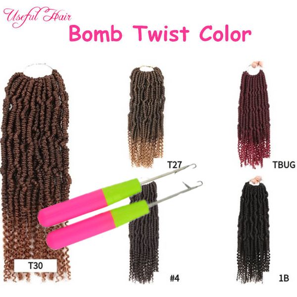 14 pulgadas Passion Spring Twist Hair moda nuevas extensiones de cabello sintético Crotchet Ombre Crochet Trenzas Kinky Curly Bomb Twist Trenzado de cabello
