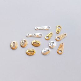 Étiquette de lettrage en argent Sterling plaqué or 14 carats 18 carats, connecteur de bijoux, pièce de boucle à 8 mots, accessoires de bricolage