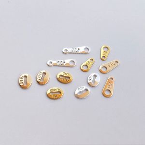 Conector de joyería con etiqueta de letras de plata esterlina chapada en oro de 14k y 18k que termina con hebilla de 8 palabras, accesorios DIY