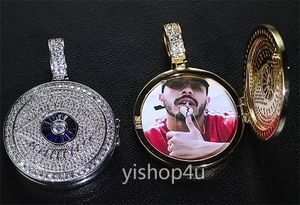 14K Custom Made Photo Iced Eyes of Horus Line Hanger Ketting met 3mm Touw Ketting Zilver Goud Kleur Zirkoon Sieraden