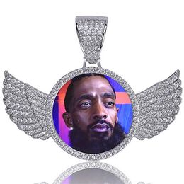 Collier avec pendentif médaillon rond Po sur mesure 14K, style gravé au dos, or rose, argent, or, Zircon, bijoux hip hop pour hommes, 234h