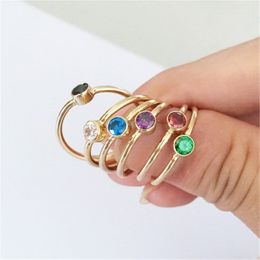 14K gevuld geboortesteen 4mm zirkoon knuckle boho gouden sieraden anillos mujer minimalistische boheemse ring voor vrouwen
