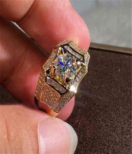 14K GOUD 3 karaat diamanten ring voor mannen rock 14k gouden sieraden anillo esmaltado zilver 925 sieraden bague diamant bizuteria ringen lj25447119
