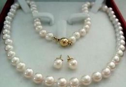 14k Gold Broche 7-8mm White Akoya Pearl Pendant Necklace 18 ''