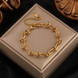 Bracelet chaîne en or 14 carats pour femmes, classique, antirouille, mode fille, bijoux de poignet, cadeau