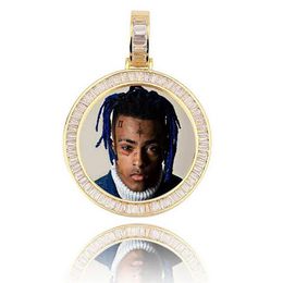 14K Gold Custom Made Memory Picture Po Hanger Iced met 18 20 24 Touw Ketting Ketting Zirkoon Bling Mens Hip h207t