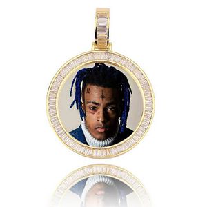 14K or personnalisé fait mémoire image Po pendentif glacé avec 18 20 24 corde chaîne collier Zircon Bling hommes hanche h2370