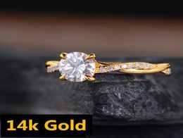 14K Gold Ed Delate Diamond Ring Infinity Solitaire Moisanite Half Eternity Bridal Women Bands de mariage Size5115123031