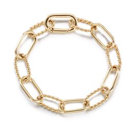 Bracelet en fil de câble rempli d'or 14 carats Designer Brand Classic Twist Rope Threader Bracelet à emboîter Inspiré Antique Chaîne à maillons texturés pour wowen