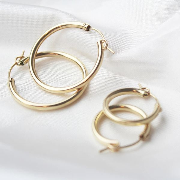 Boucles d'oreilles créoles remplies d'or 14 carats, bijoux modernes, minimalistes, style Boho, cadeau Vintage, Pendientes Oorbellen, pour femmes, 240119