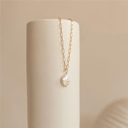 Collier de perles baroques naturelles remplies d'or 14 carats, bijoux faits à la main, pendentifs ras du cou pour Femme