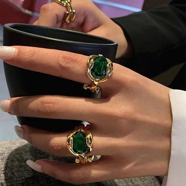 14K Gold Finger Emerald Ring Band Anchs For Women Promise Promed Engagement Bijoux d'anniversaire Gift Réutilisation