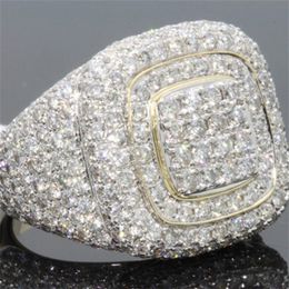 14K oro lleno de anillos de diamantes para hombres Hip-hop Peridot Gemstone Anillos De Bizuteria Wedding Bague Sparkling diamond Jewelry Ring CJ191210