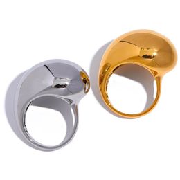 14k Gold Half Lege Chunky Exclusieve Ring Waterdichte Textuur Gepersonaliseerde Verklaring Sieraden Vrouwen