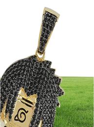 14K Gold Iced Out CZ Bling Sasuke Pendant Collier Micro Pave Cumbic Zirconia Simulate Diamonds Collier5148139