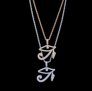 14K Goud Iced uit de ogen van Horus hanger ketting heren geschenken hiphop micro pave kubieke zirkonia gesimuleerde diamanten ketting