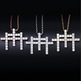 14K Gold Ins Gunna Style M Forme croix Pendant Collier Micro Pave Diamants de zircone