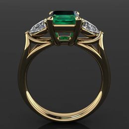 Ringue émeraude verte de bijoux en or 14K pour femmes Bague Diamant Bizuteria anillos de pure émeraude Gemstone 14K Gold Ring pour les femmes 240323