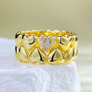 14K Gold Lovers Heart Lab Diamond Ring 100% réel 925 Sterling Silver Party Bands de mariage Anneaux pour femmes Bijoux de fiançailles pour hommes Lljfu