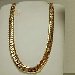 Collier de chaîne de liaison de tronçon cubaine à miami en or 14k Collier 24 2435