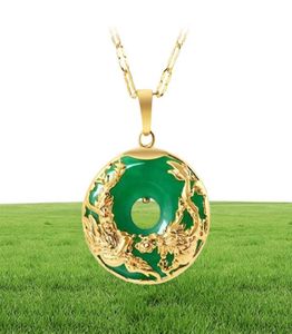 Collier en or 14K Pendants émeraude pour femelle Colgante de luxe de 925 Mujer Green Jade Emerald Pendant Topaz Gemstone Colliers CX26803837