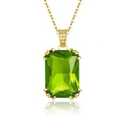 14K gouden Peridot edelsteen hanger kettingen voor vrouwen zilver 925 sieraden vierkant Boho bruiloftsgasten cadeau Valentijnsdag sieraden 240112