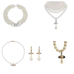 Collane di perle con perline placcate oro 14 carati Saturno tridimensionale goccia d'acqua catena clavicola orecchini Saturno Bracciale di perle moda j185o