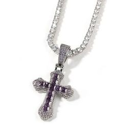 14K GOUD VERGELEGD KLIJSTE ZIRKON CROSS KROSSEN KALLACE Big Size Soild Echte ijzige diamant hiphop sieraden voor mannen vrouwen geschenken