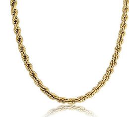 Cadena de cuerda de cobre chapada en oro de 14 quilates Collar de plata y oro de 8 mm Cierres de langosta Joyería de moda Hiphop Whos6187642