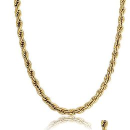 Cadena de cuerda de cobre chapada en oro de 14 quilates Collar de plata de 8 mm Cierres de langosta Joyería de moda Hiphop Venta al por mayor Entrega directa